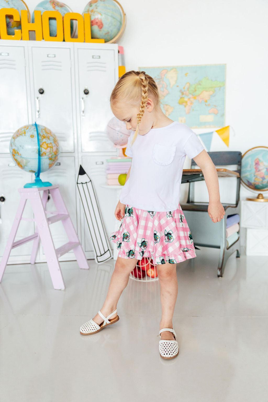 Southlake Carroll Gingham Dragons Ruffle Twirl SkortTwirl Skort - RuffleTorqelo.com