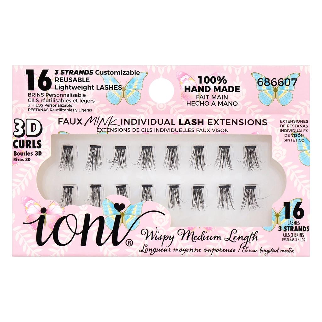 IONI 3D Individual Faux Lashes Medium Tapered Tips 16 Count by Beauty Care Bag