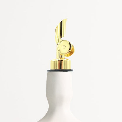 Self-closing gold pour spout for olive oil and spirit bottles