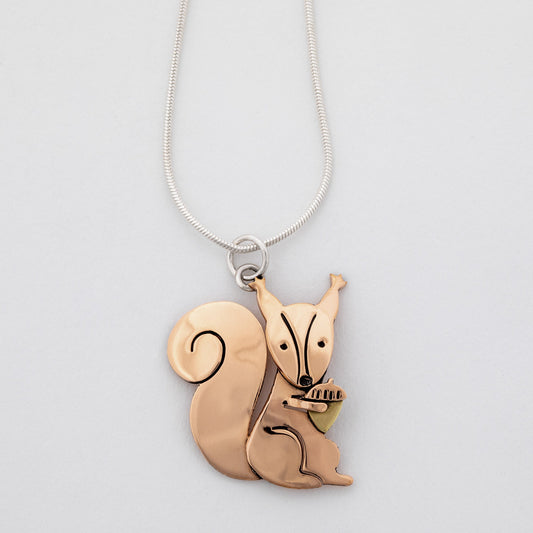 Squirrel Mixed Metal NecklaceNecklaces - FineTorqelo.com