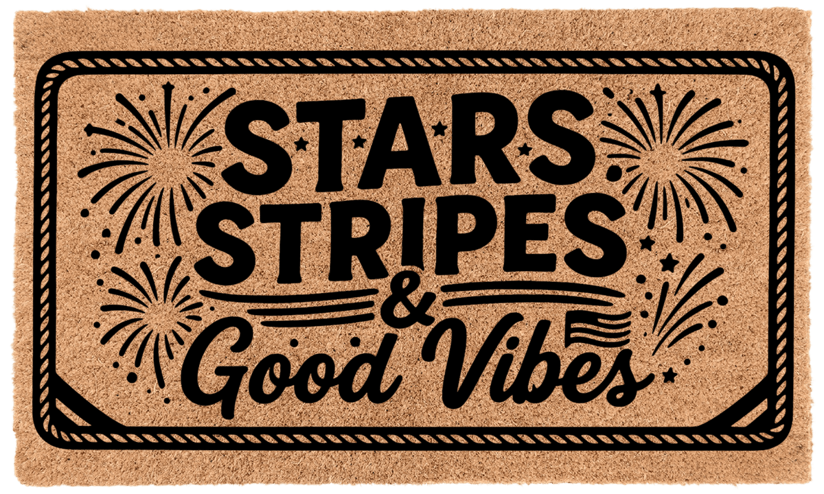 Stars, Stripes & Good Vibes Coir MatTorqelo.com