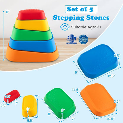 Stepping Stone for Kids 5Pcs Non-Slip Toddler River Stone Set-MulticolorTorqelo.com