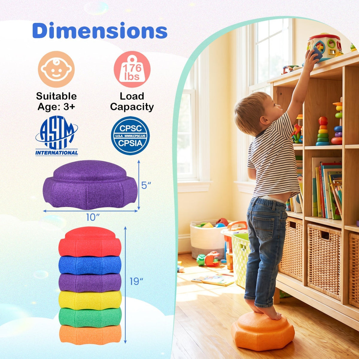 Stepping Stones for Kids 6-Piece Balance Training SetBalance Training ToyTorqelo.com