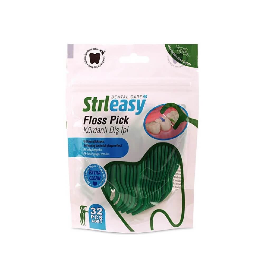 Strleasy Dental Floss Picks for Easy Teeth Cleaning 32 Count by Beauty Care Bag