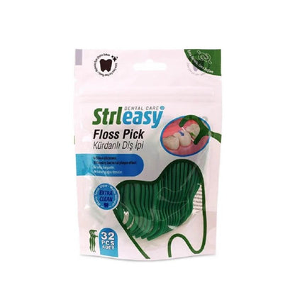 Strleasy Dental Floss Picks for Easy Teeth Cleaning 32 Count by Beauty Care Bag