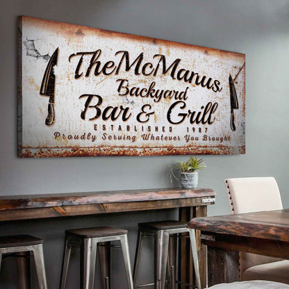Backyard Bar & Grill Sign IV by Tailored Canvases