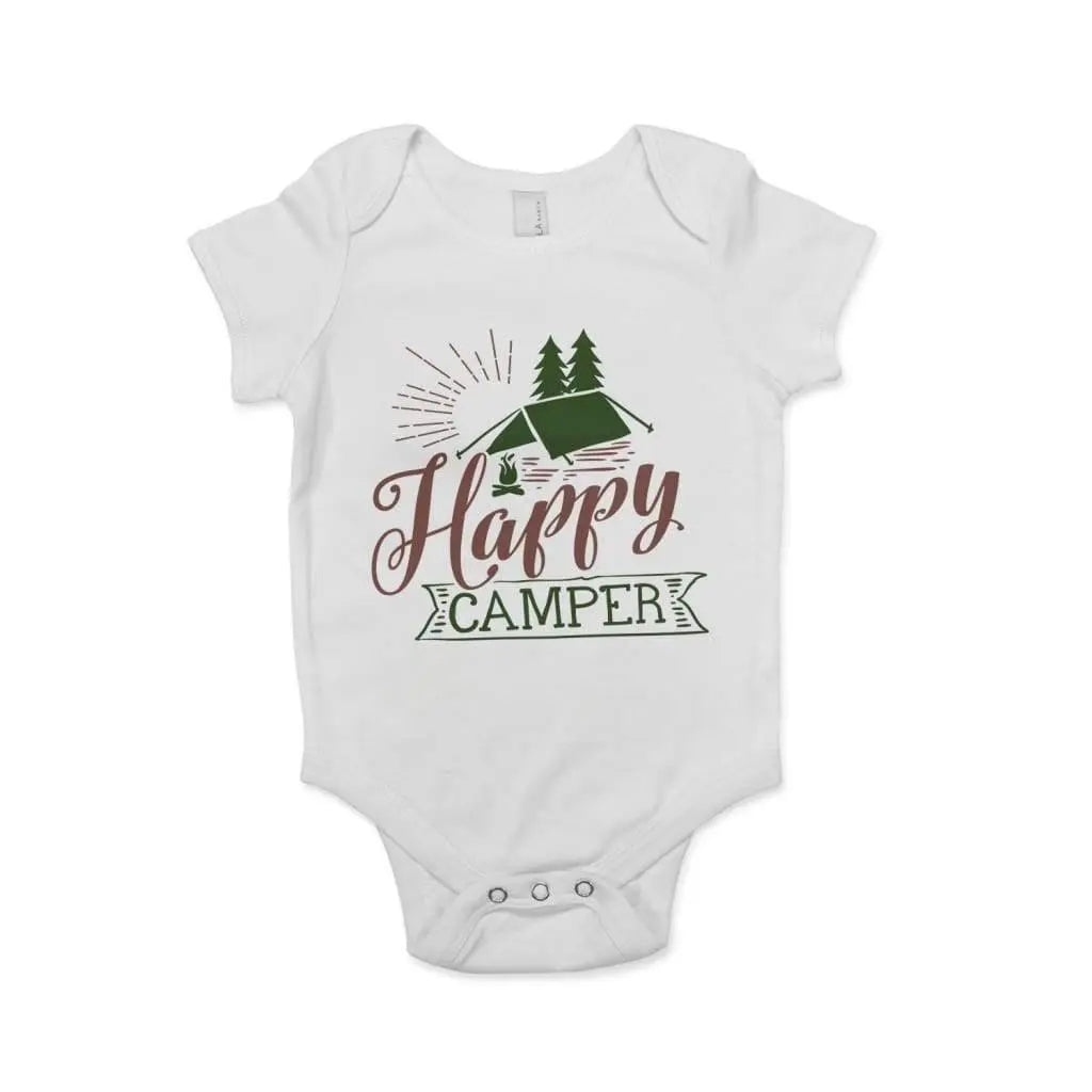 Summer Baby Shirt - Summer Baby Bodysuit - Happy Camper Baby Shirt with Saying by Joyful Moose