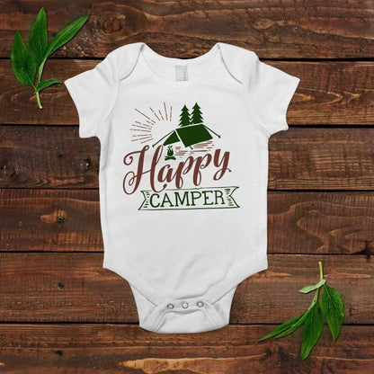 Summer Baby Shirt - Summer Baby Bodysuit - Happy Camper Baby Shirt with Saying by Joyful Moose