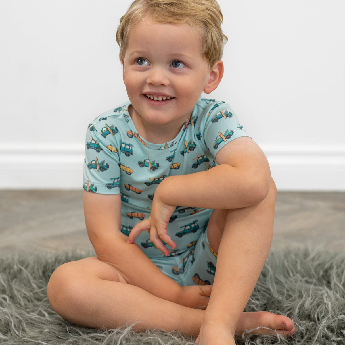 Surfing Beach Summer Pajama Set by Sweet Bamboo