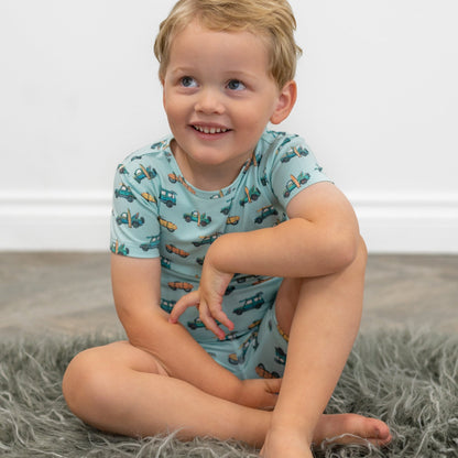 Surfing Beach Summer Pajama Set by Sweet Bamboo