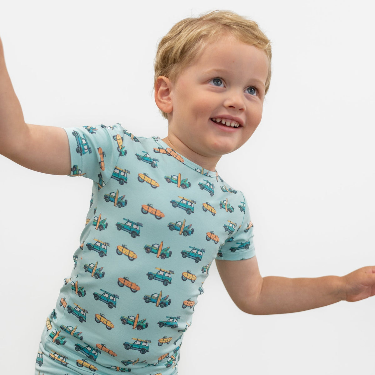 Surfing Beach Summer Pajama Set by Sweet Bamboo