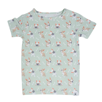 Mint Frenchie Puppy Summer Pajama Set by Sweet Bamboo