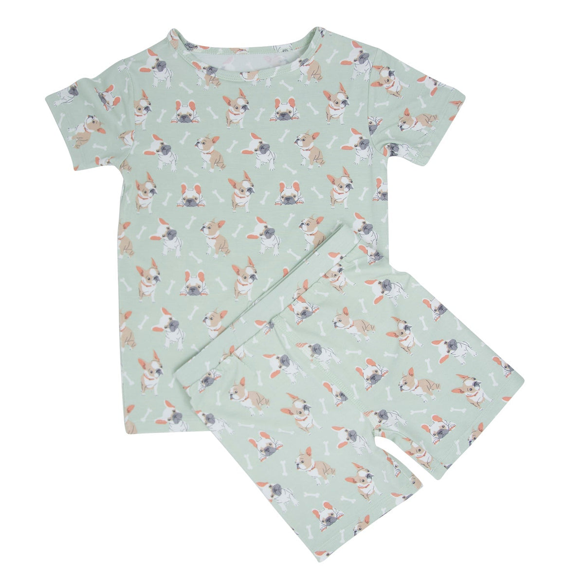 Mint Frenchie Puppy Summer Pajama Set by Sweet Bamboo