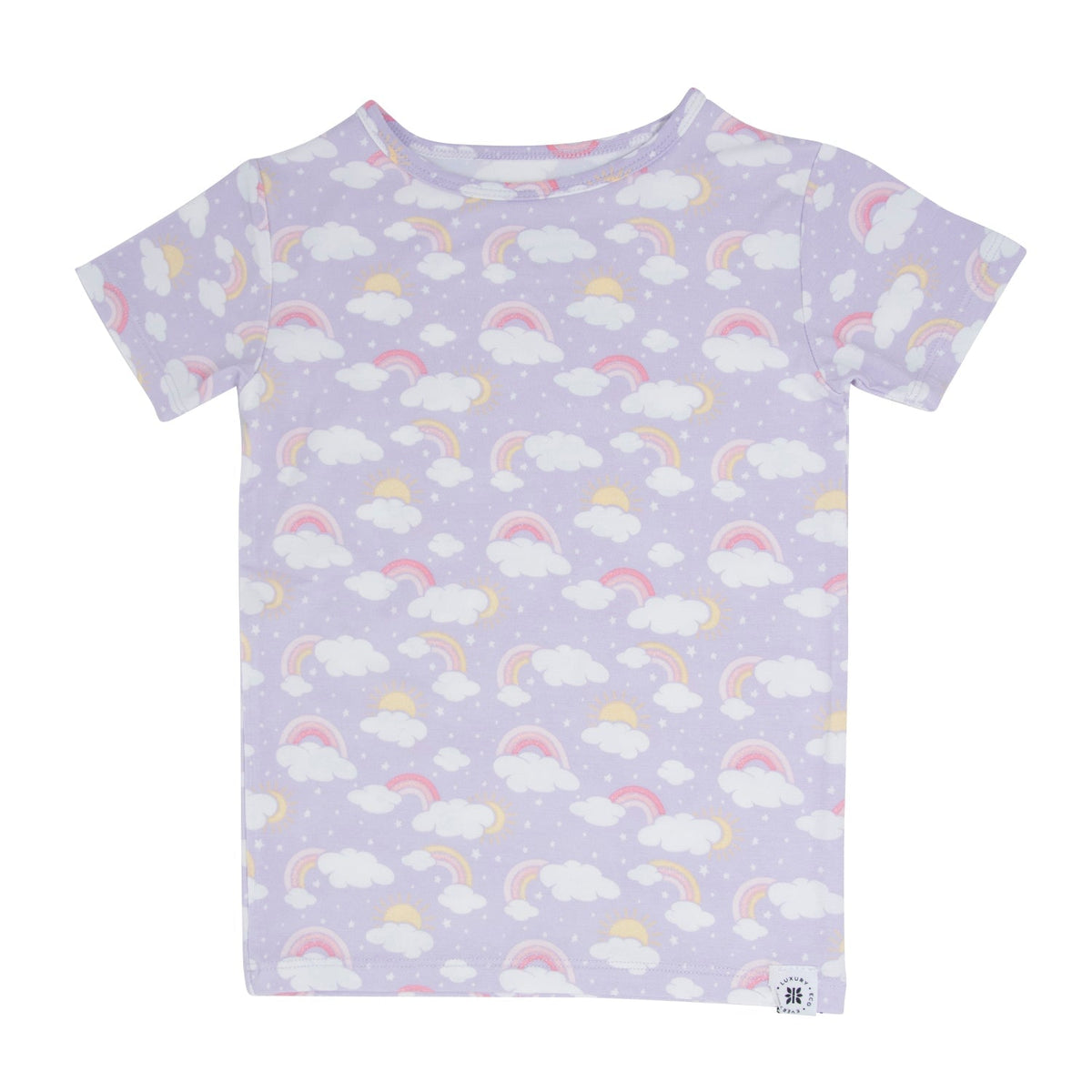 Lavender Rainbows and Clouds Summer Pajama Set by Sweet Bamboo