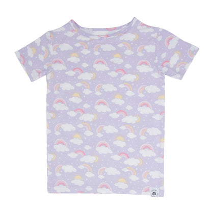 Lavender Rainbows and Clouds Summer Pajama Set by Sweet Bamboo