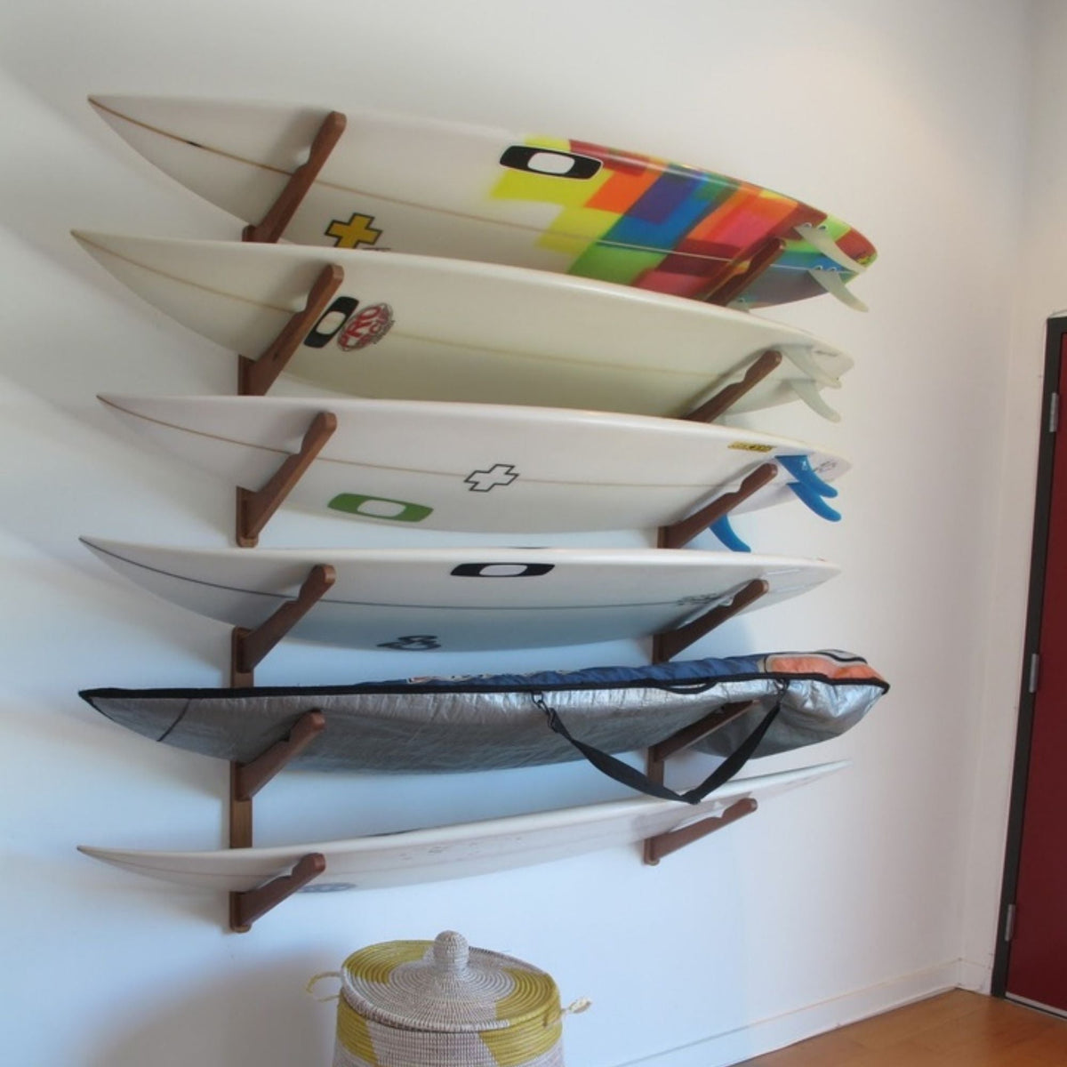 Triple Surfboard Wall Rack | Bamboo Rack Perfect for Surf, Wakeboards, Snowboards, Skateboards by COR Surf