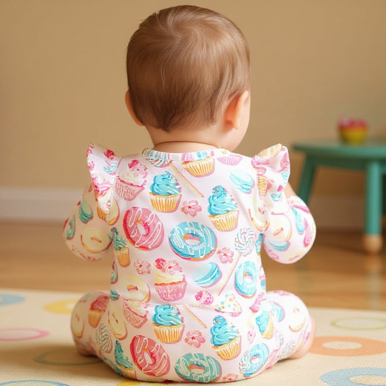 Sweet Tooth Flutter Sleeve Romper by Sweet Bamboo