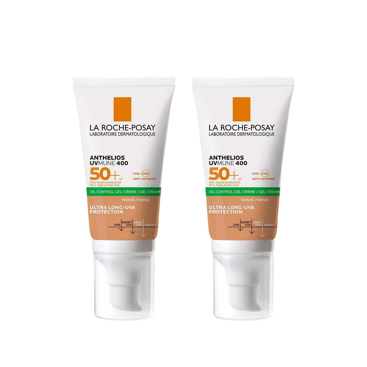 La Roche Posay Anthelios UVmune400 SPF 50+ Oil Control Tinted Sunscreen Cream - 50 ml, Pack of 2 by Beauty Care Bag