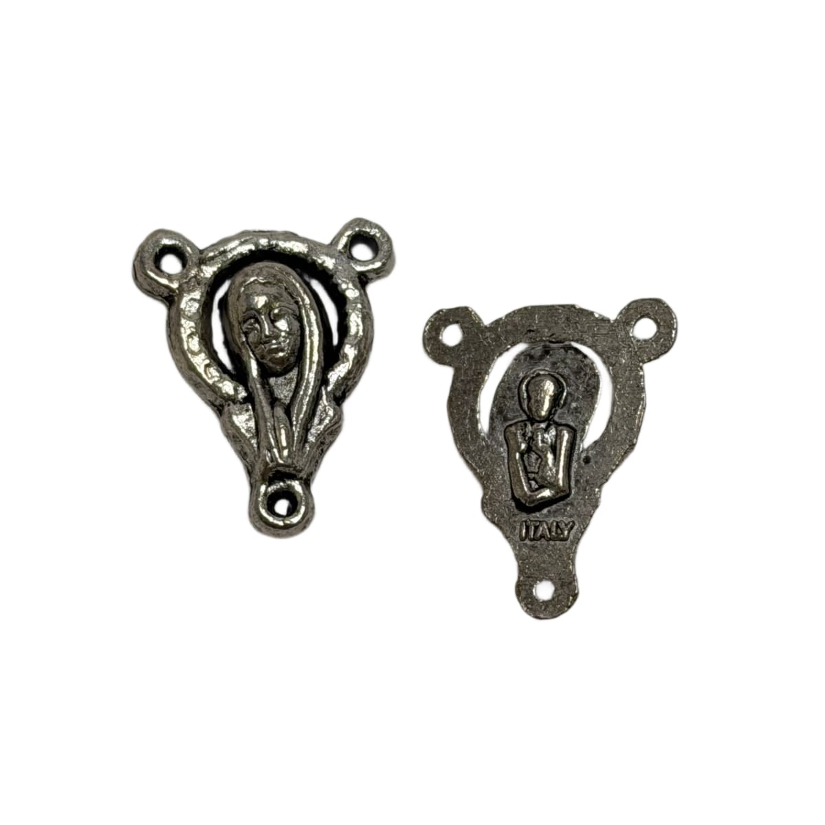 Pewter Rosary Connectors 18mm - Madonna Religious Centerpiece Findings by Continental Bead Suppliers