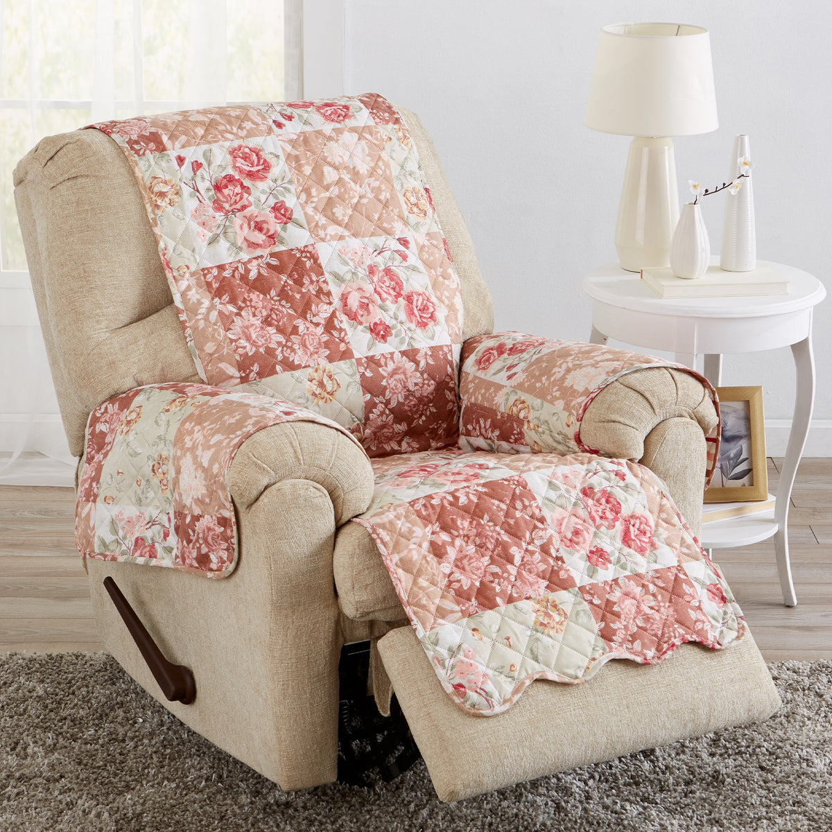 Reversible Floral Patchwork Furniture Protector - Maribel Collection by Great Bay Home