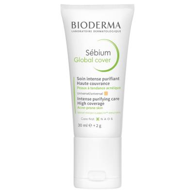 Bioderma Sebium Global Cover Foundation and Treatment Cream - Lightweight, Non-Comedogenic Makeup for Acne-Prone Skin by Beauty Care Bag