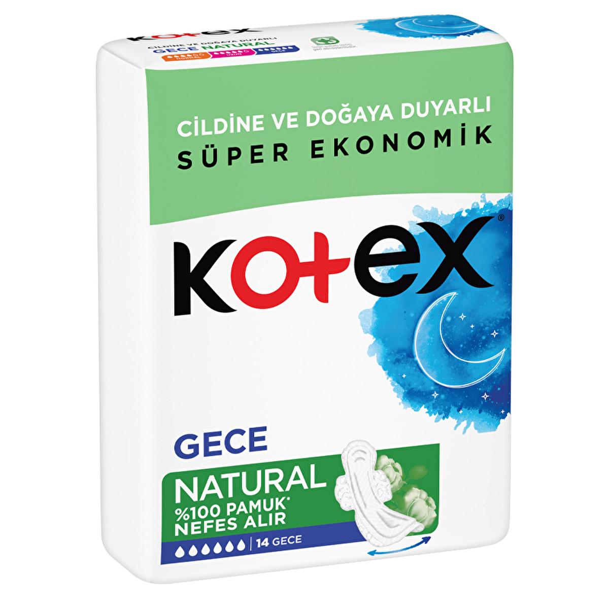 Kotex Natural Ultra Nighttime Feminine Hygiene Pads: 14-Count - Ultimate Leak Protection, Cottony Soft Comfort by Beauty Care Bag