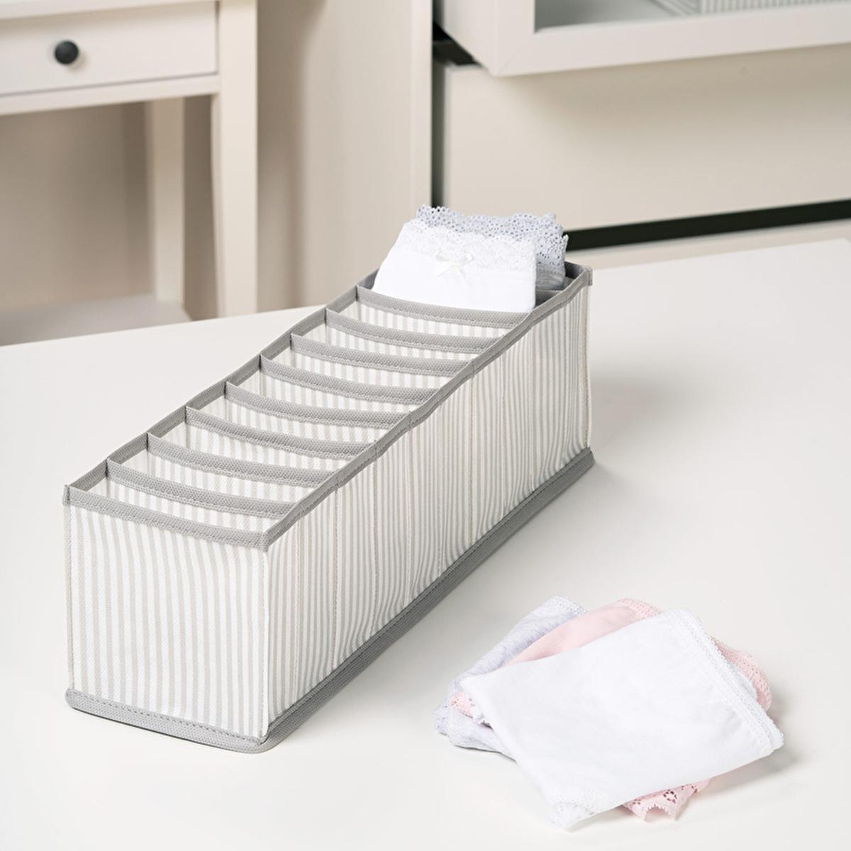 Ocean Home Drawer Organizer - 16.34 x 4.33 x 4.72 inches, Stylish Gray Striped Design for Home Organization by Beauty Care Bag