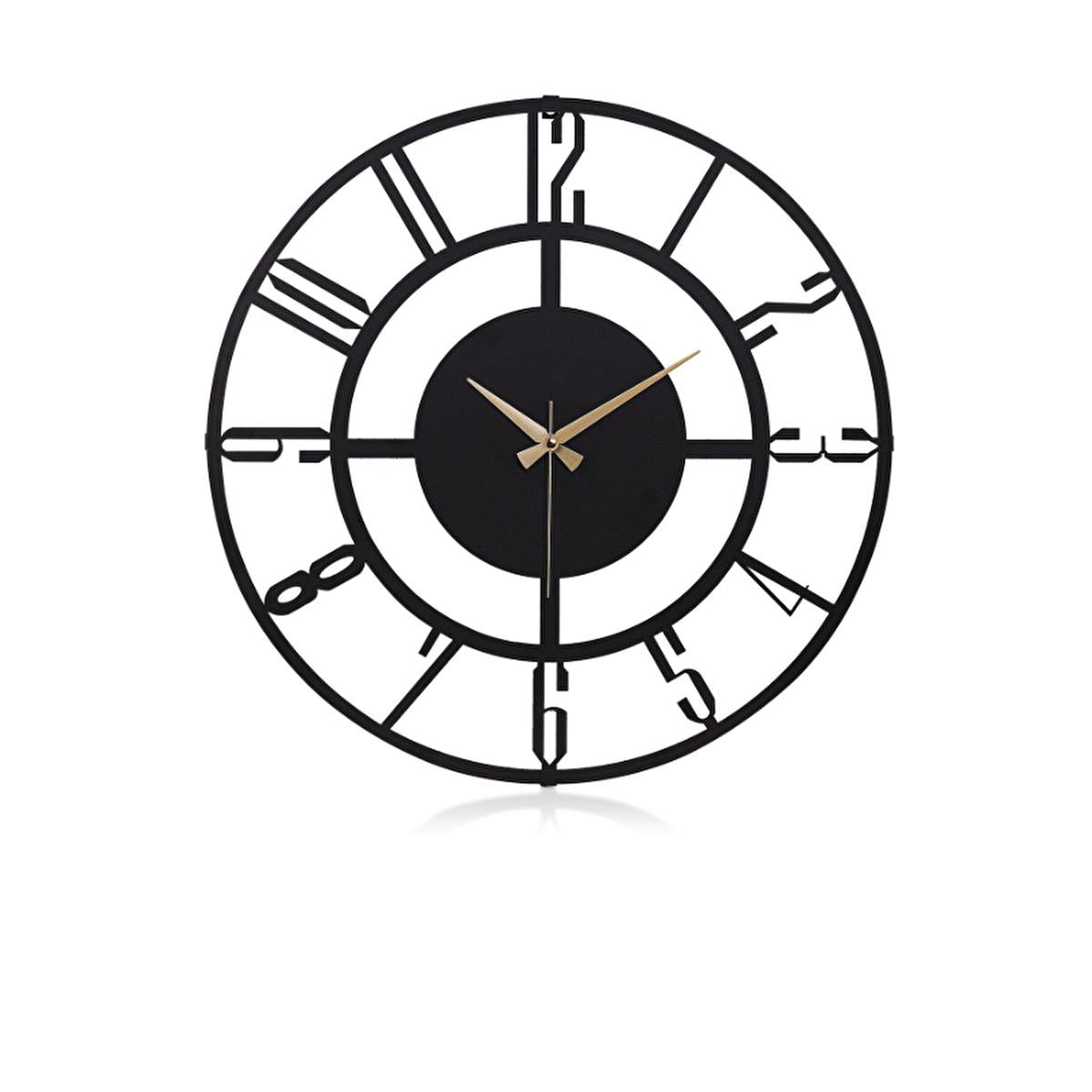 Muyika 50cm Metal Black Wall Clock - Silent Sweep Mechanism, Modern Decor by Beauty Care Bag