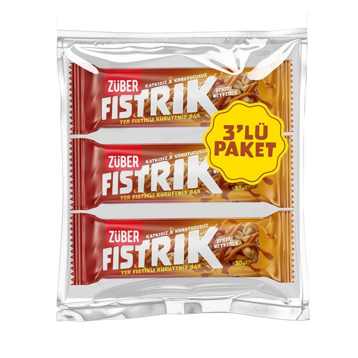 Zuber Fistirik Peanut Butter Snack Squeeze Pack 3 x 30g by Beauty Care Bag
