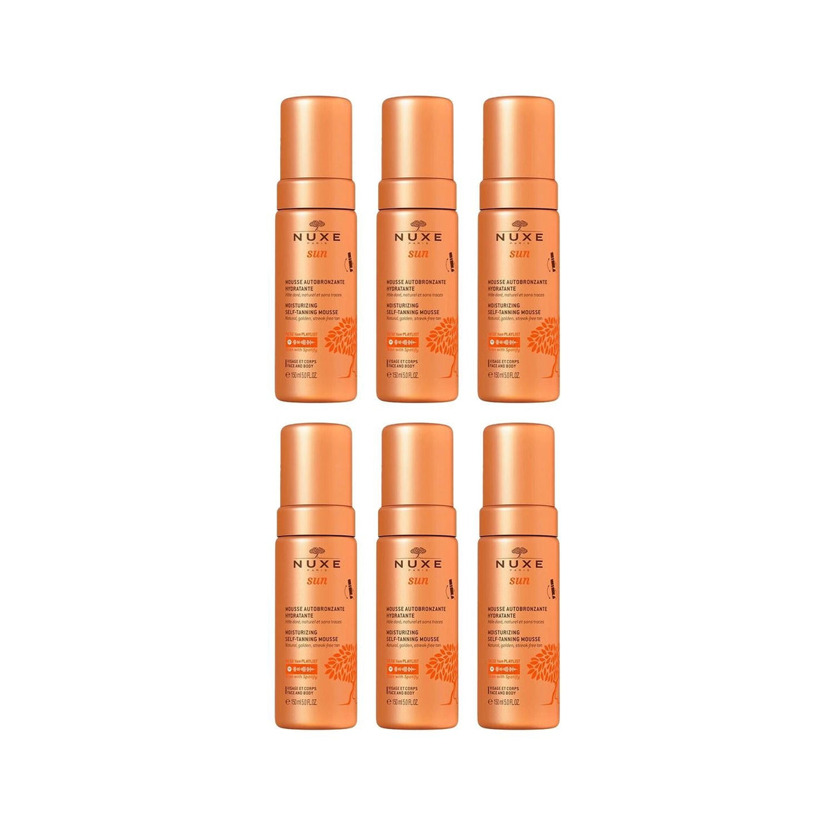 Nuxe Autobronzant: Achieve a Safe, Natural Sunless Tan with Face & Body Tanning Foam - 6x150ml by Beauty Care Bag