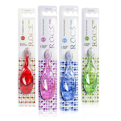 Rocs Baby Toothbrush for 0-3 Years Old Infants - Gentle Baby Oral Care & Dental Hygiene Solution by Beauty Care Bag