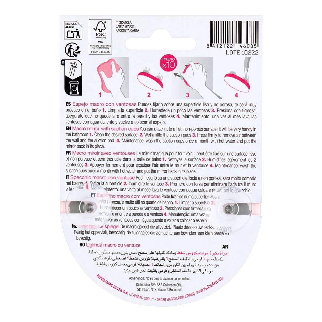 Beter 10x Magnifying Suction Cup Mirror for Precise Grooming by Beauty Care Bag