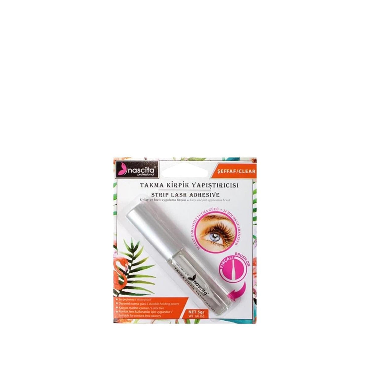 Nascita Transparent Eyelash Glue 5g for False Eyelashes, Invisible Adhesive for Natural Look by Beauty Care Bag