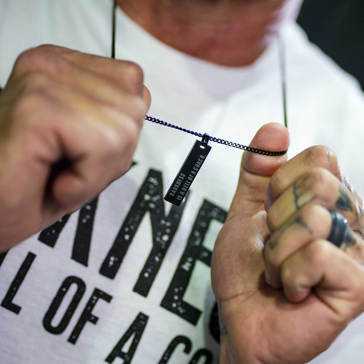 Darkness is a Hell of a Coach - Tag Necklace by Tango Charlie Apparel