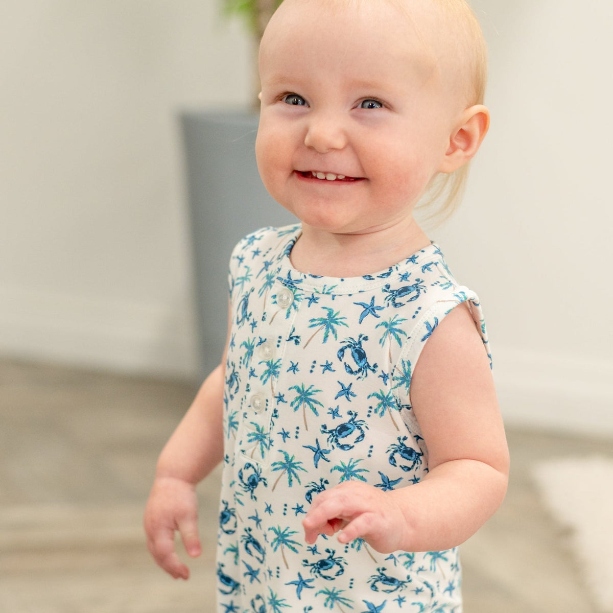Blue Crabs Tank Romper by Sweet Bamboo