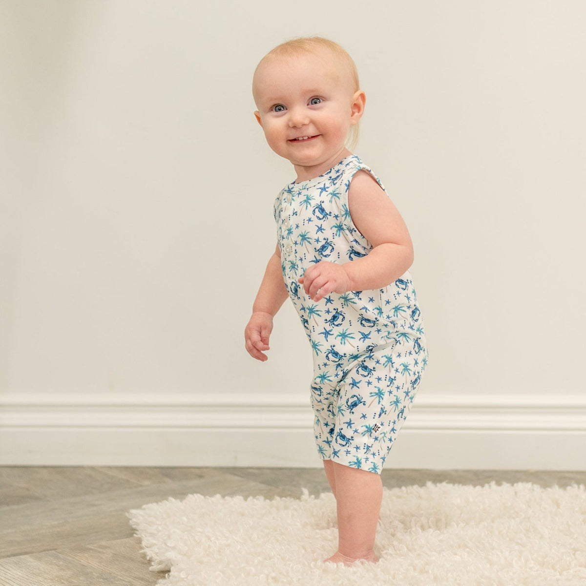 Blue Crabs Tank Romper by Sweet Bamboo