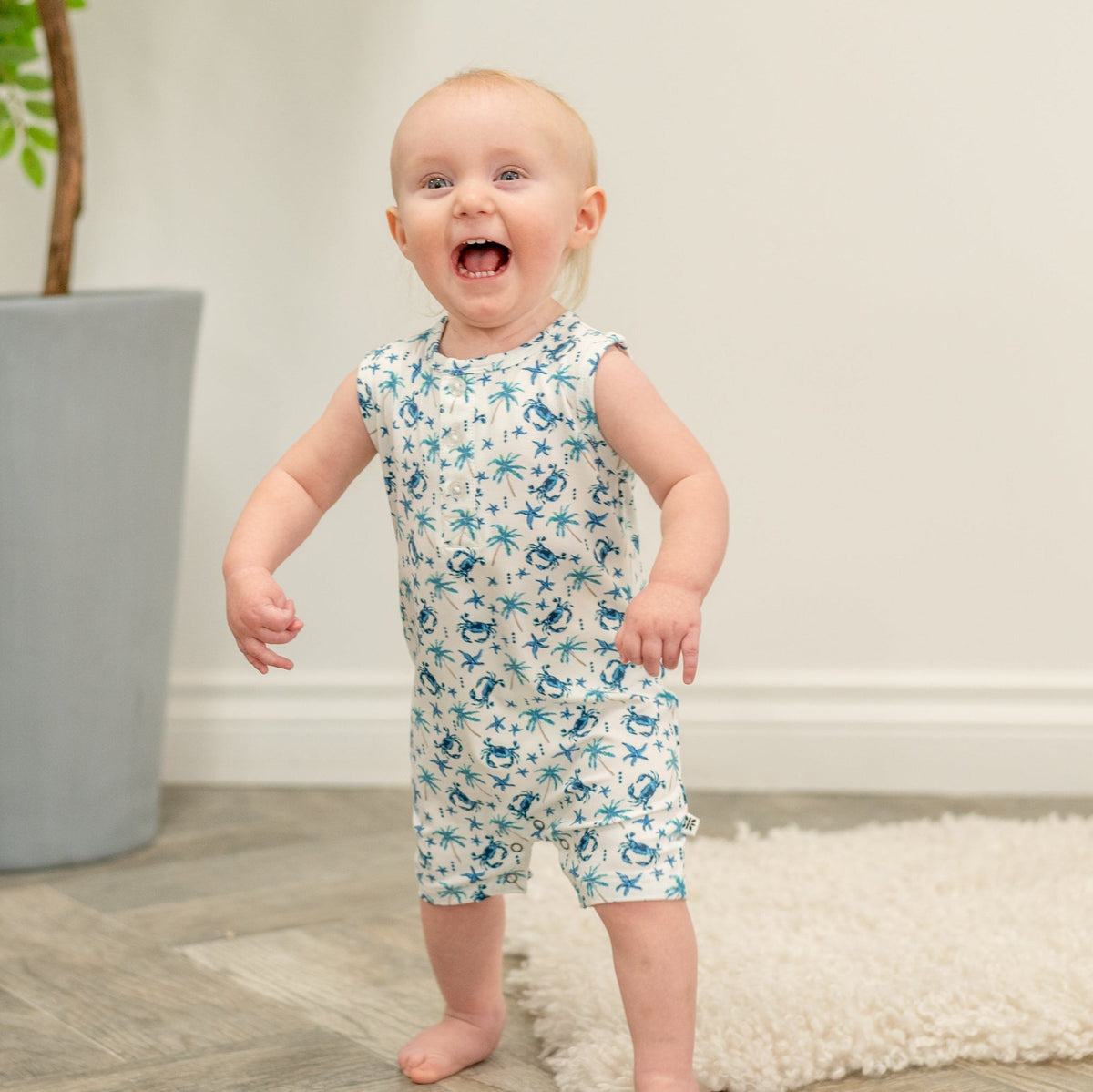 Blue Crabs Tank Romper by Sweet Bamboo