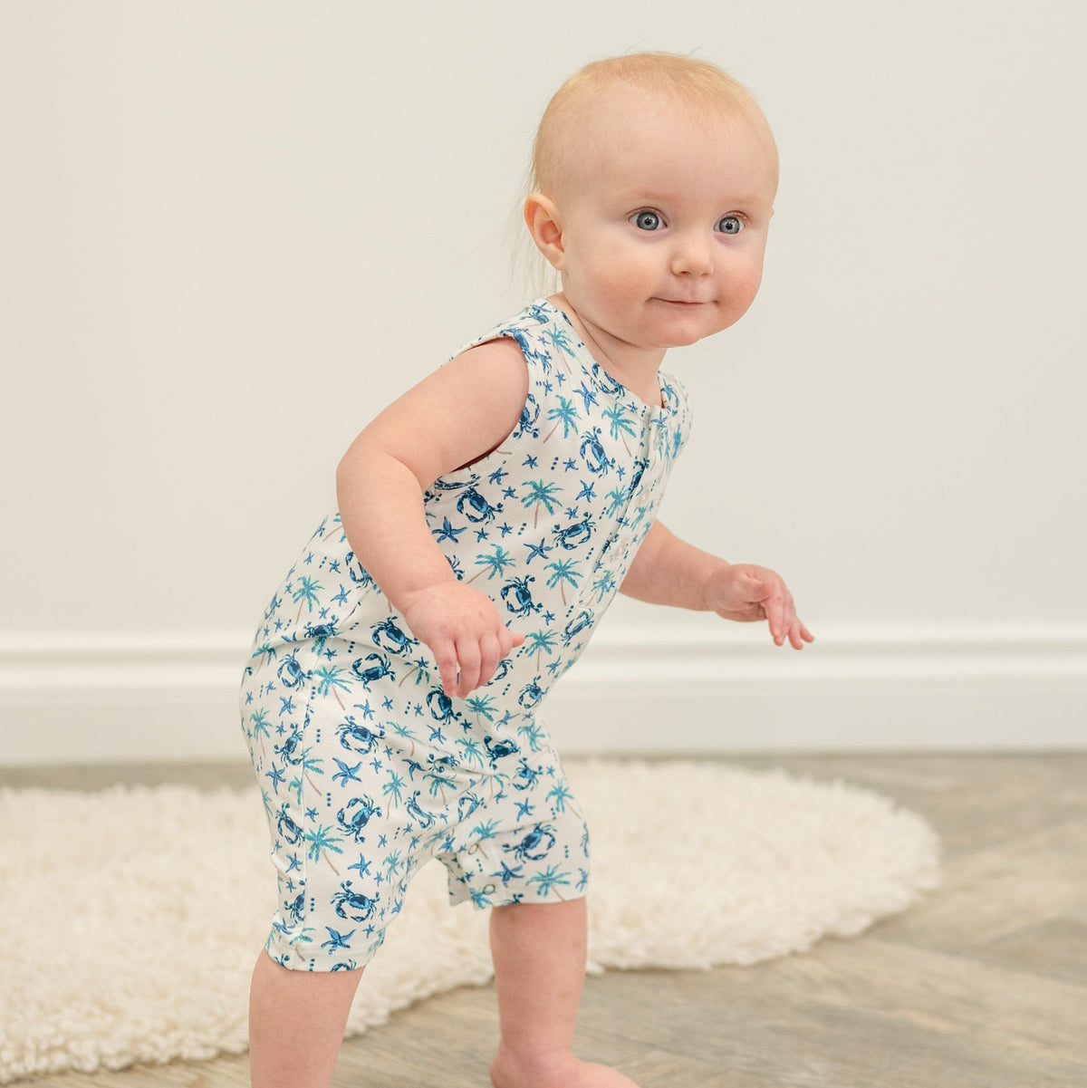 Blue Crabs Tank Romper by Sweet Bamboo
