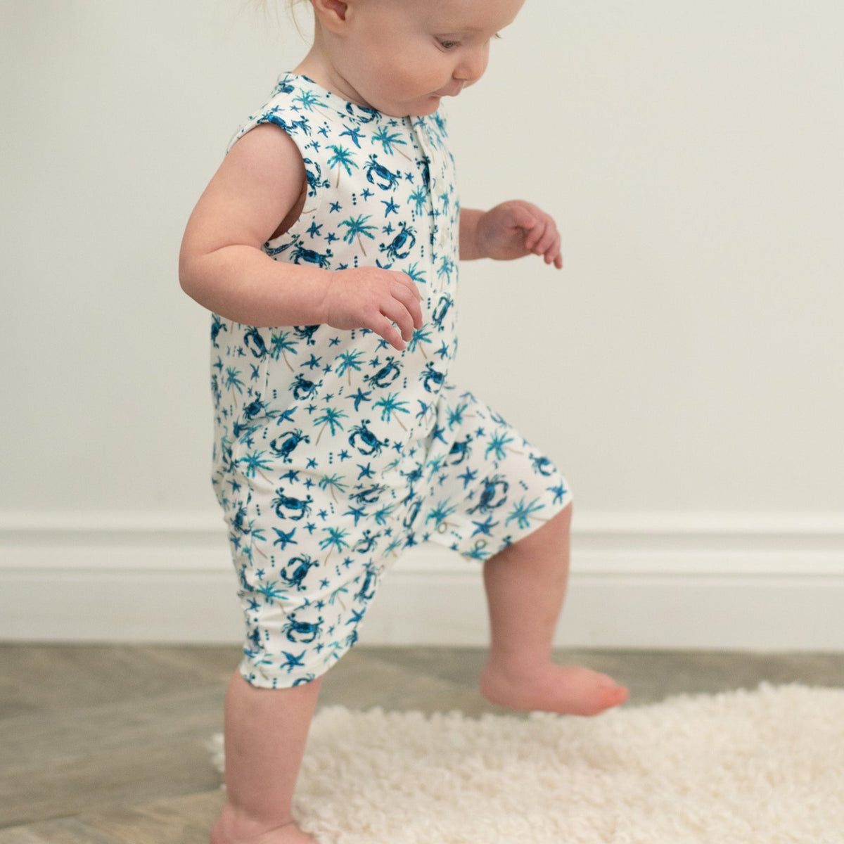 Blue Crabs Tank Romper by Sweet Bamboo
