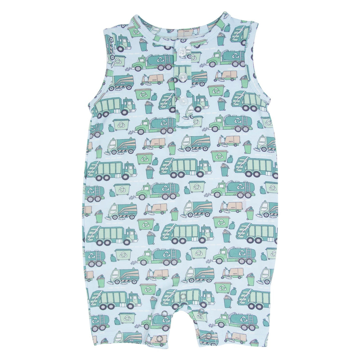 Garbage Trucks Recycle Tank Romper by Sweet Bamboo
