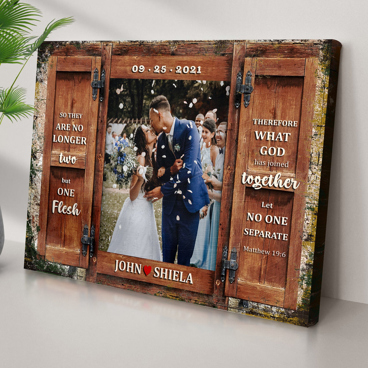 Matthew 19:6 - So They Are No Longer Two, But One Flesh Sign II by Tailored Canvases