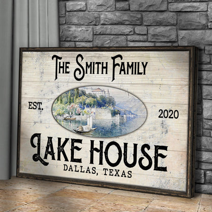 Family Lake House View Sign by Tailored Canvases