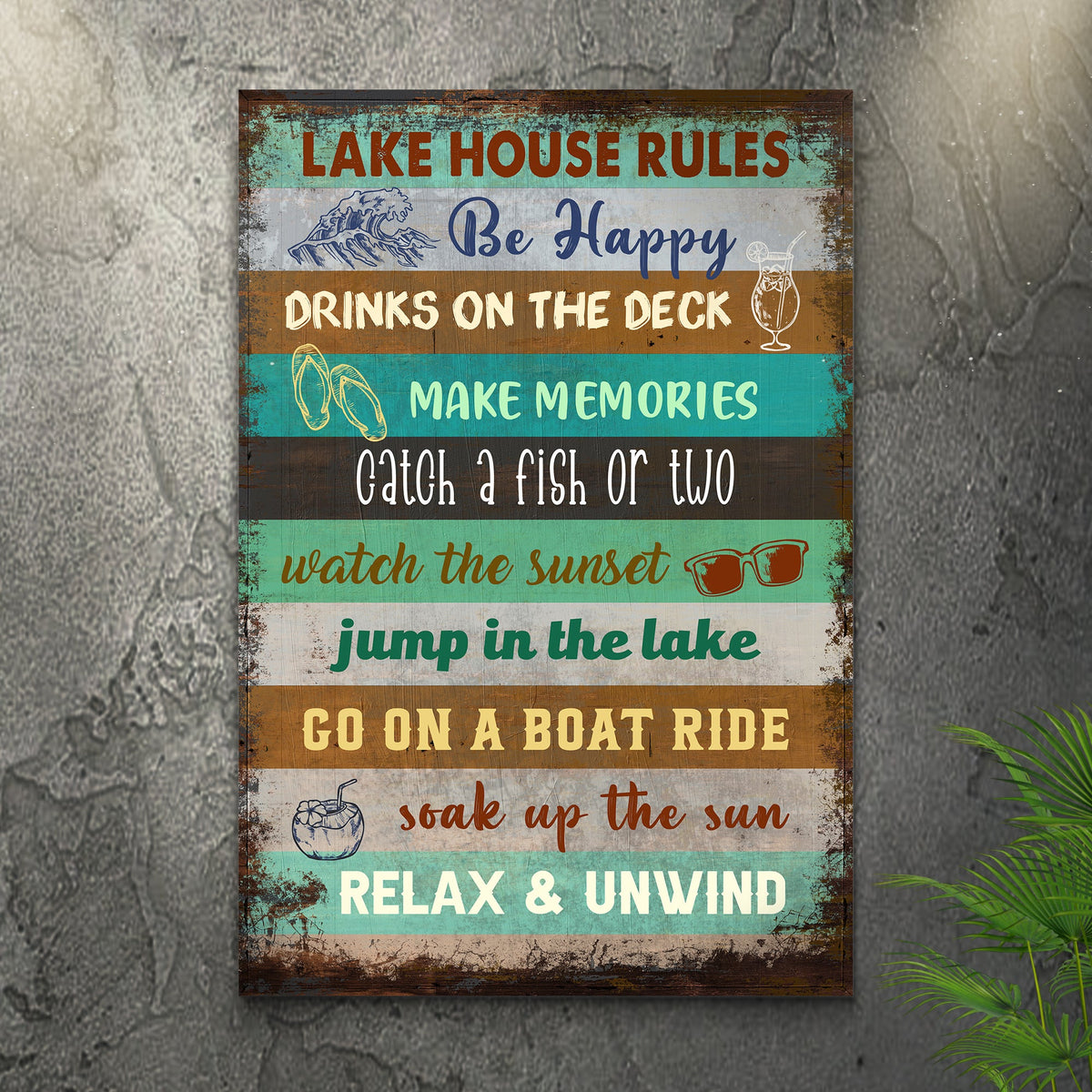 Lake House Rules Sign III by Tailored Canvases