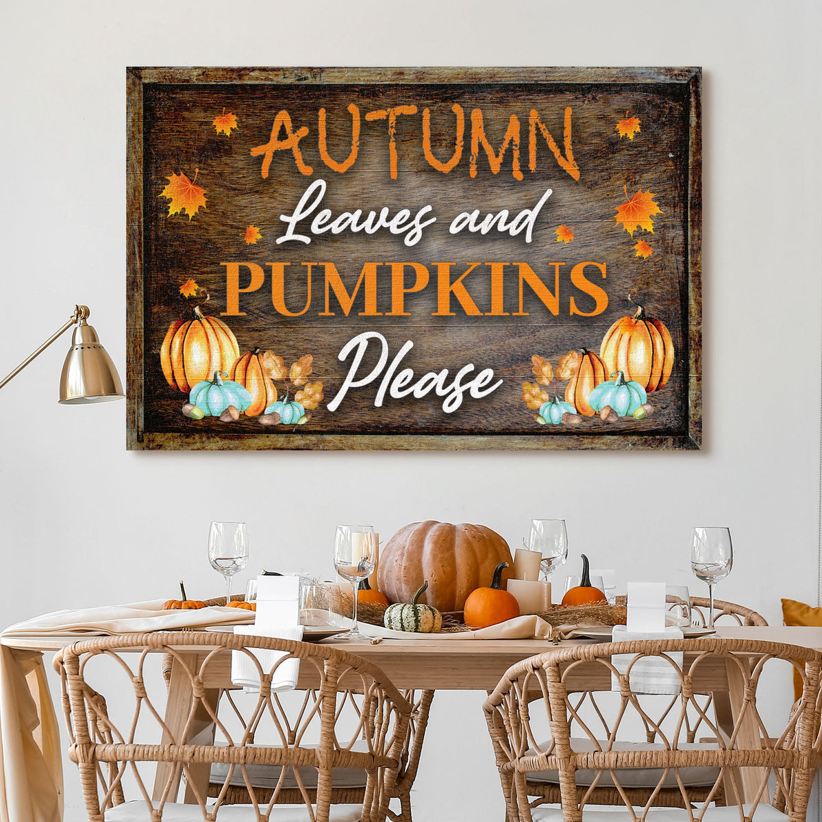 Autumn Leaves And Pumpkins Please Sign by Tailored Canvases