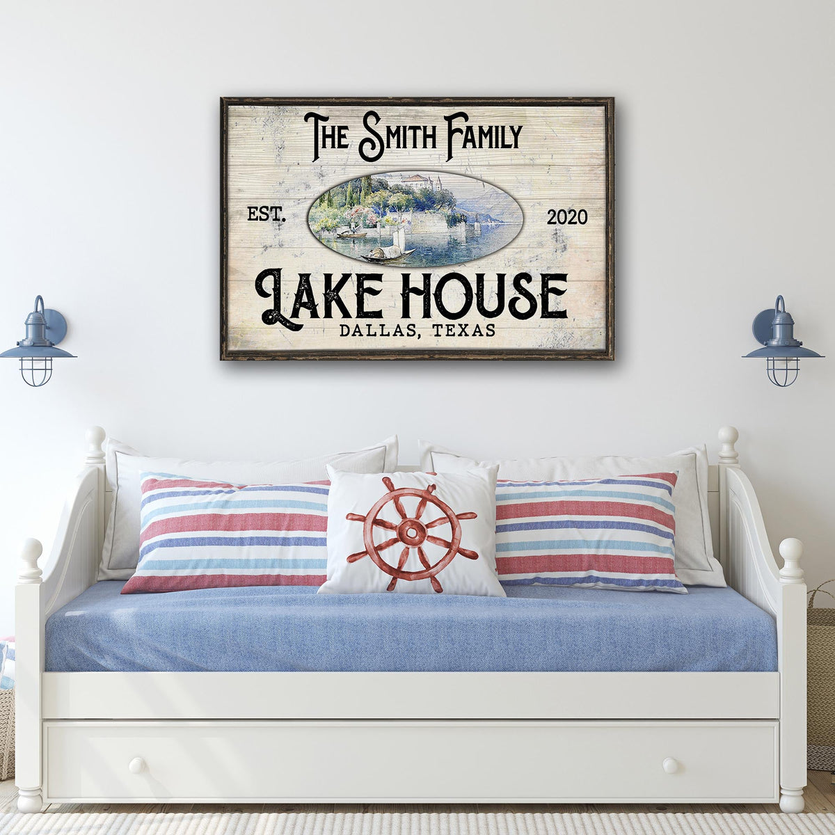 Family Lake House View Sign by Tailored Canvases