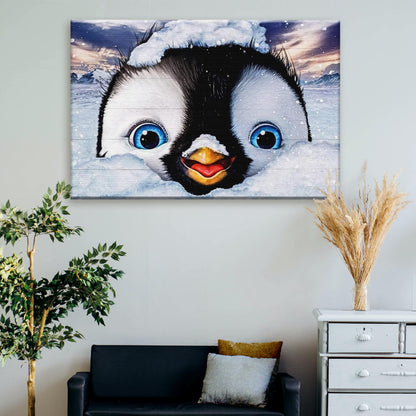 Penguin Peekaboo Painting Canvas Wall Art by Tailored Canvases