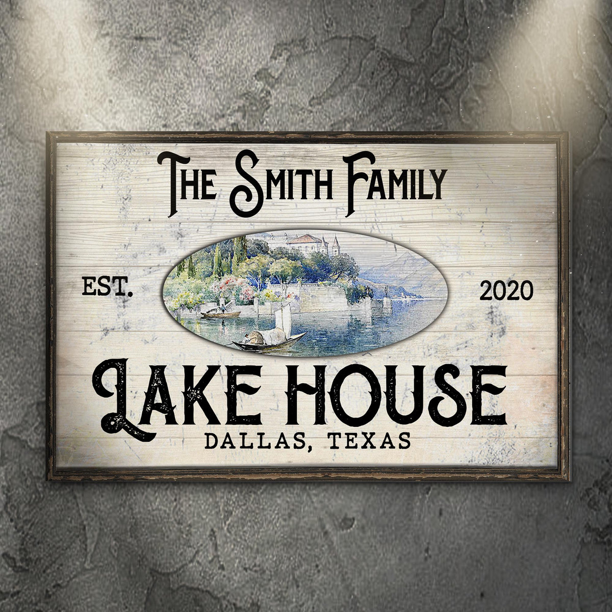 Family Lake House View Sign by Tailored Canvases