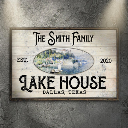 Family Lake House View Sign by Tailored Canvases