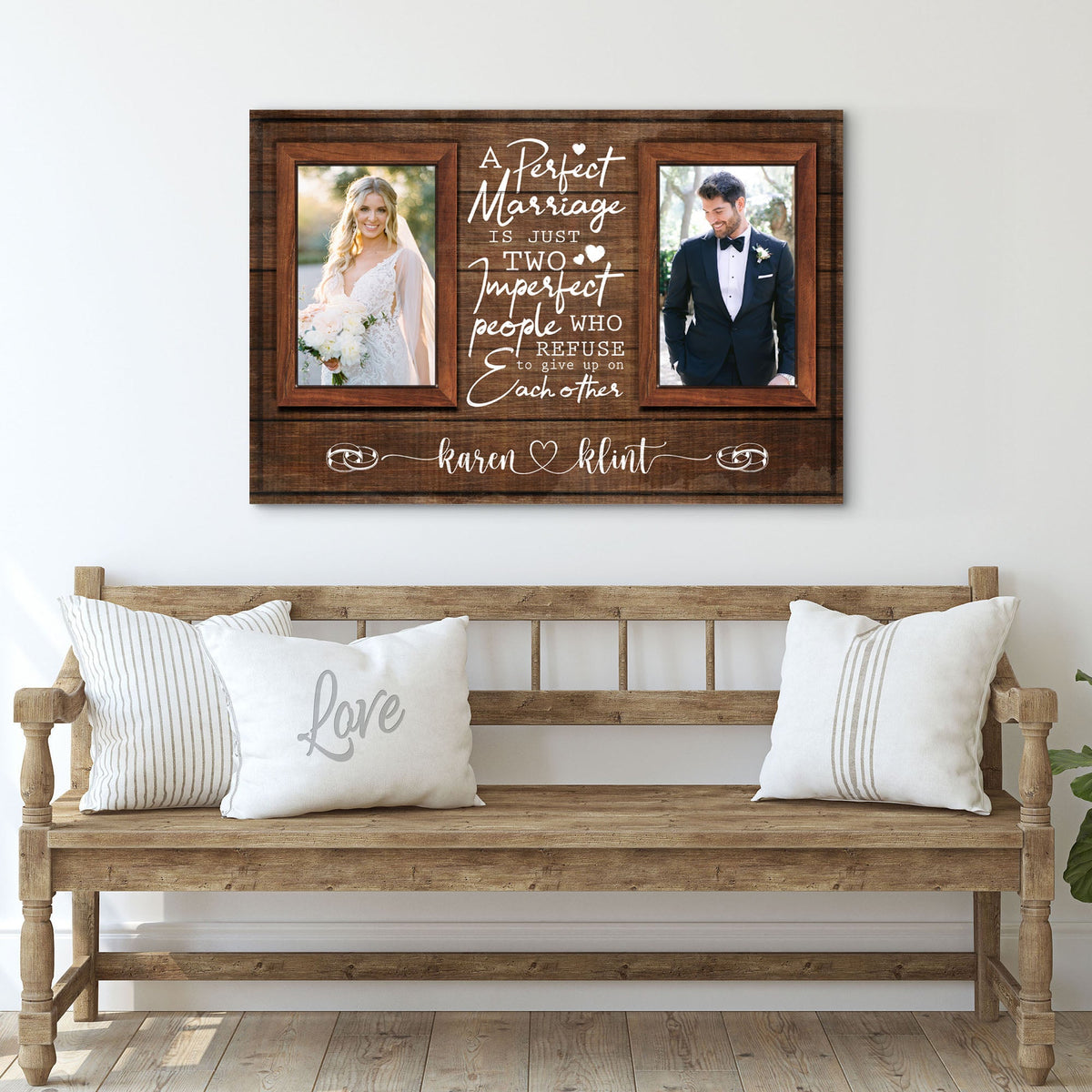 A Perfect Marriage Is Just Two Imperfect People Sign by Tailored Canvases