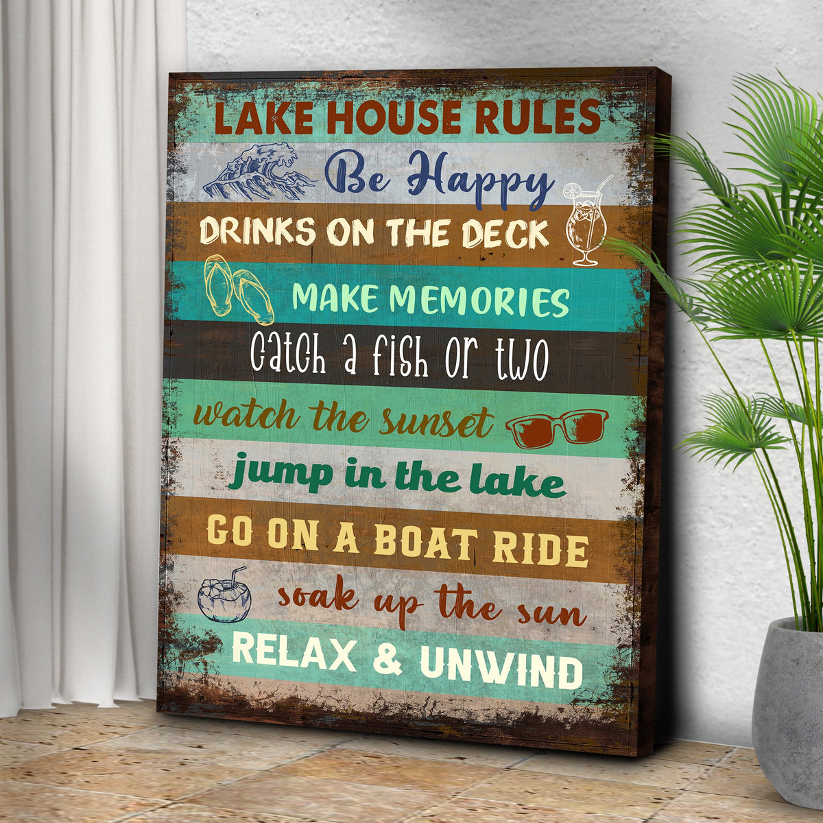 Lake House Rules Sign III by Tailored Canvases